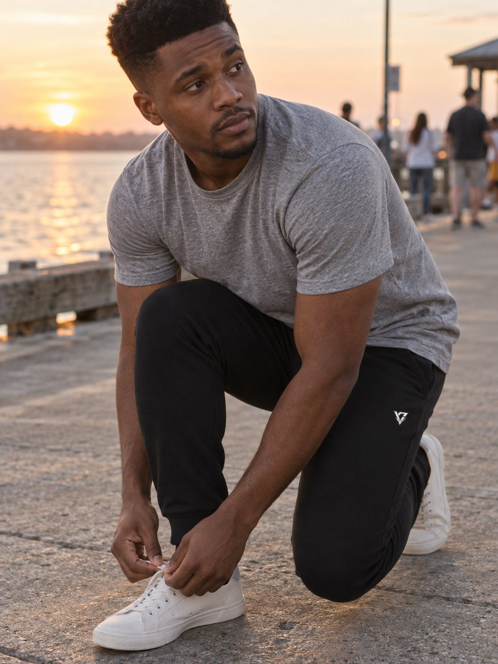 Man wearing the Classic V Logo Men's Joggers
