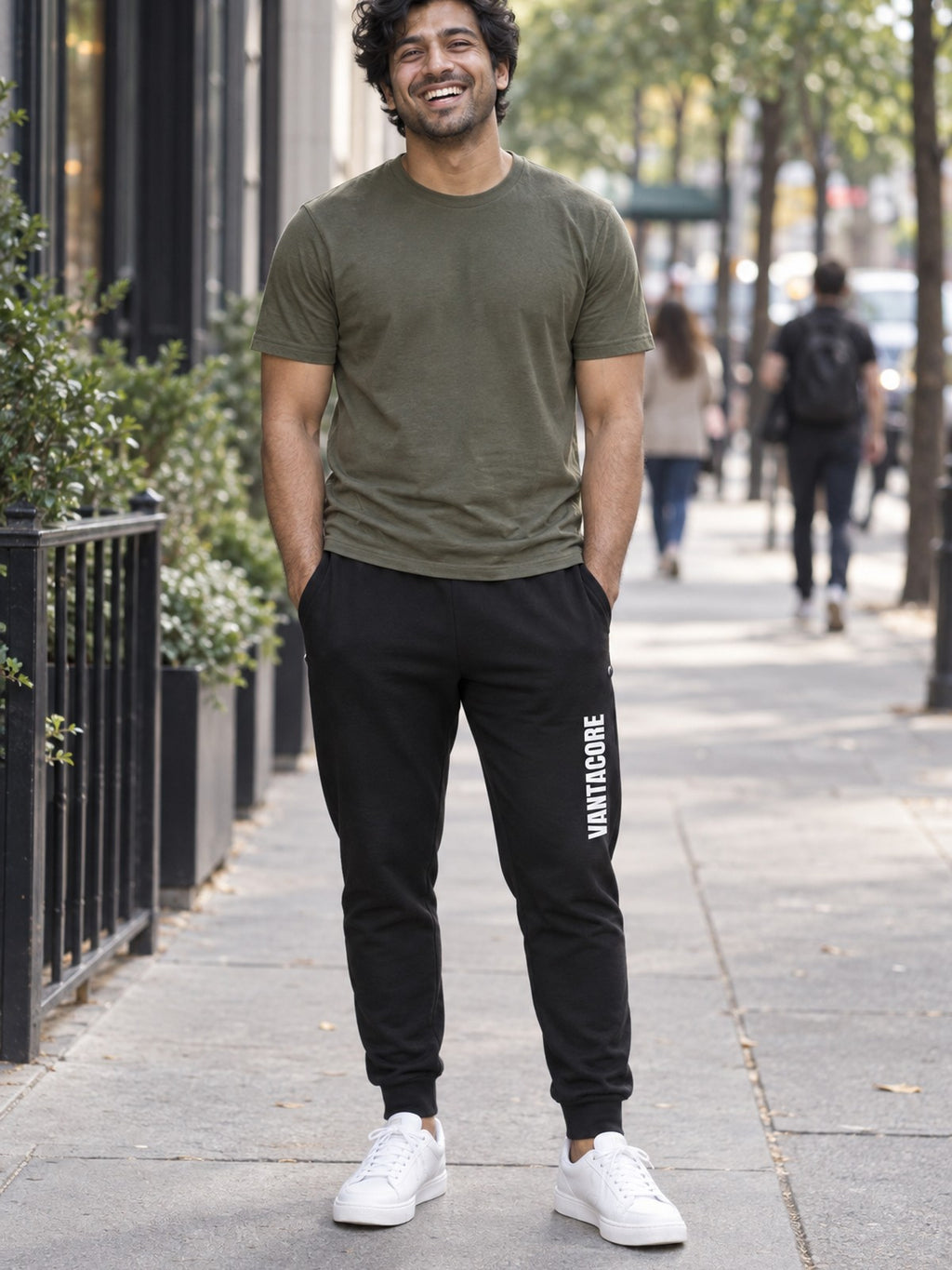 Man wearing the Vantacore Vertical Wordmark Men's Joggers