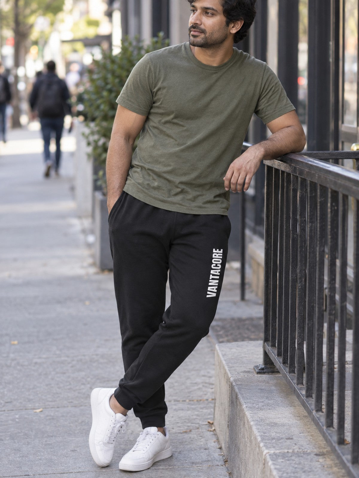 Man wearing the Vantacore Vertical Wordmark Men's Joggers