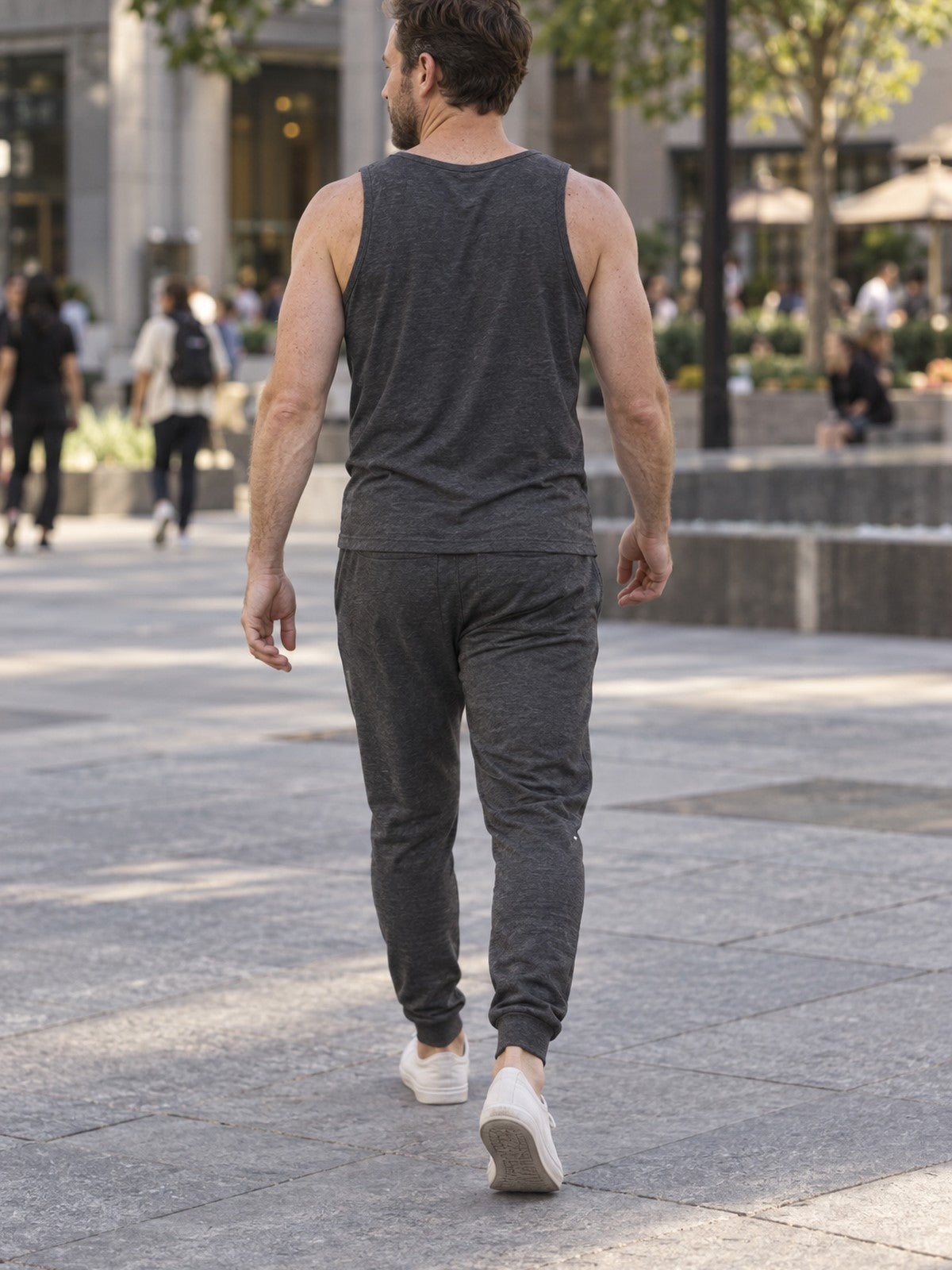 Man wearing the Athletics Hip Logo Men's Joggers