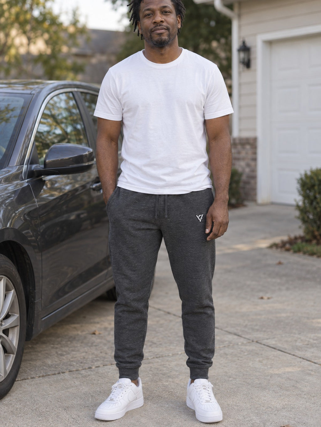 Man wearing the Minimal V Men's Joggers