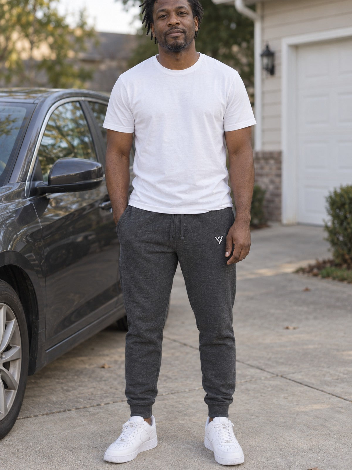 Man wearing the Minimal V Men's Joggers