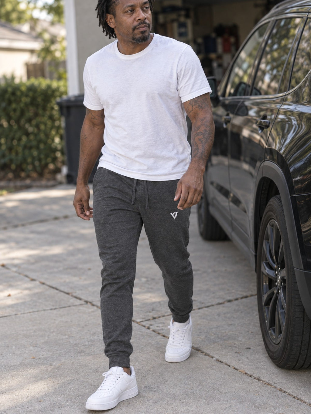 Man wearing the Minimal V Men's Joggers