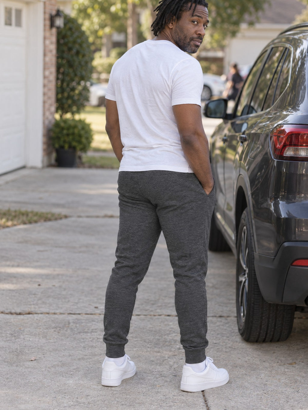 Man wearing the Minimal V Men's Joggers