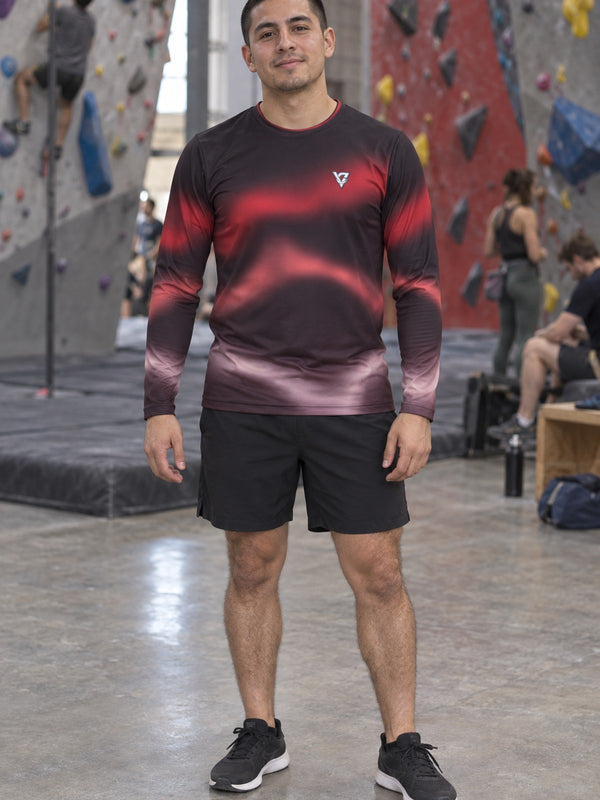 Crimson Aurora Men's Long Sleeve Athletic Shirt