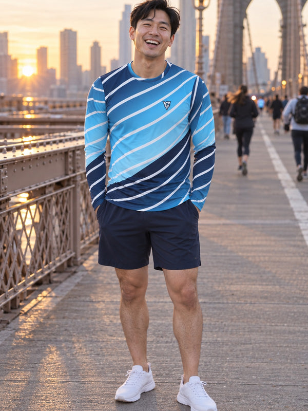 Arctic Ripple Men's Long Sleeve Athletic Shirt