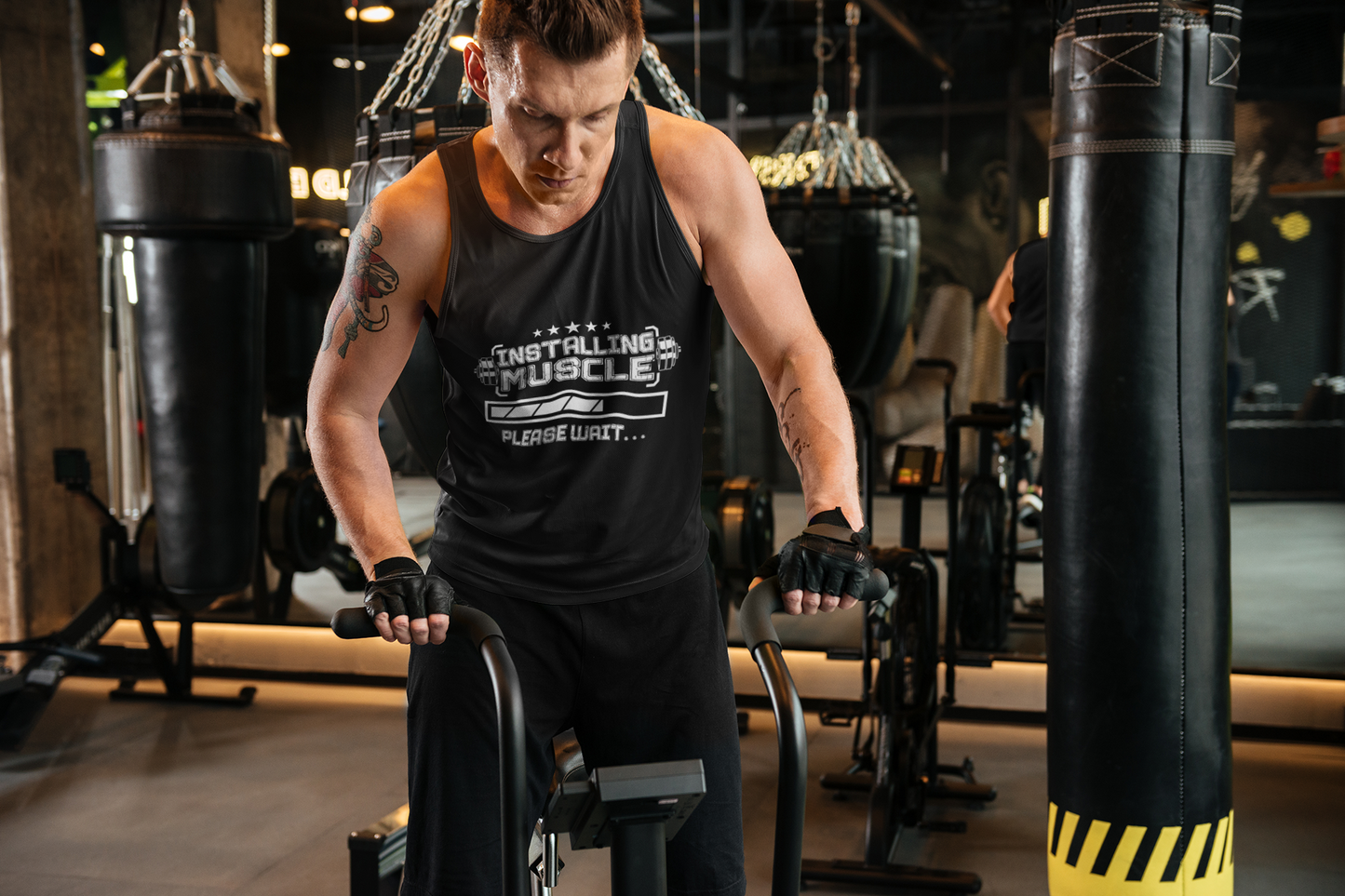 Installing Muscle Please Wait Tank Top – Funny Gym Tank | Unisex Workout Sleeveless Shirt