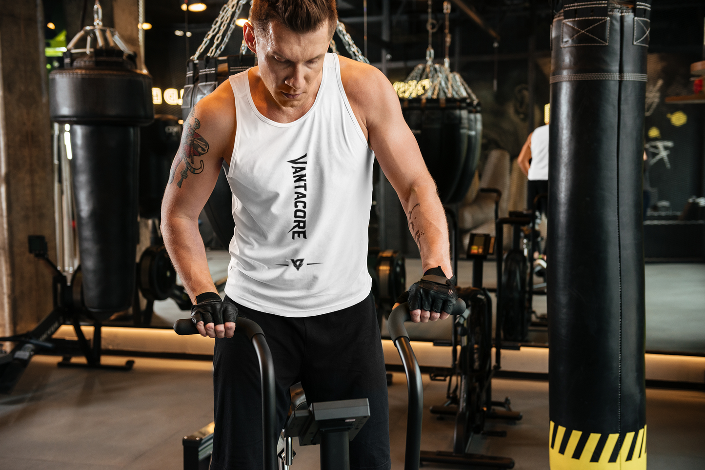Vantacore Vertical Logo Tank Top – Minimalist Gym Tank | Unisex Sleeveless Fitness Shirt