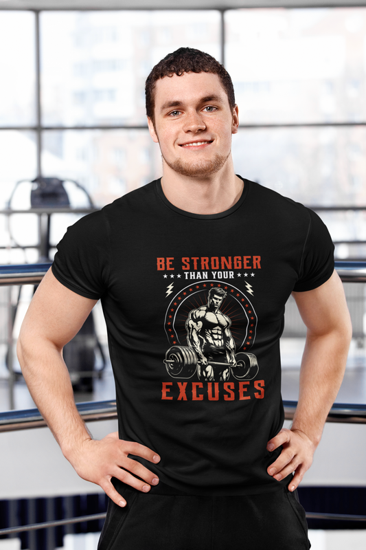 Be Stronger Than Your Excuses Unisex Graphic Gym T-Shirt | Motivational Fitness Workout Tee