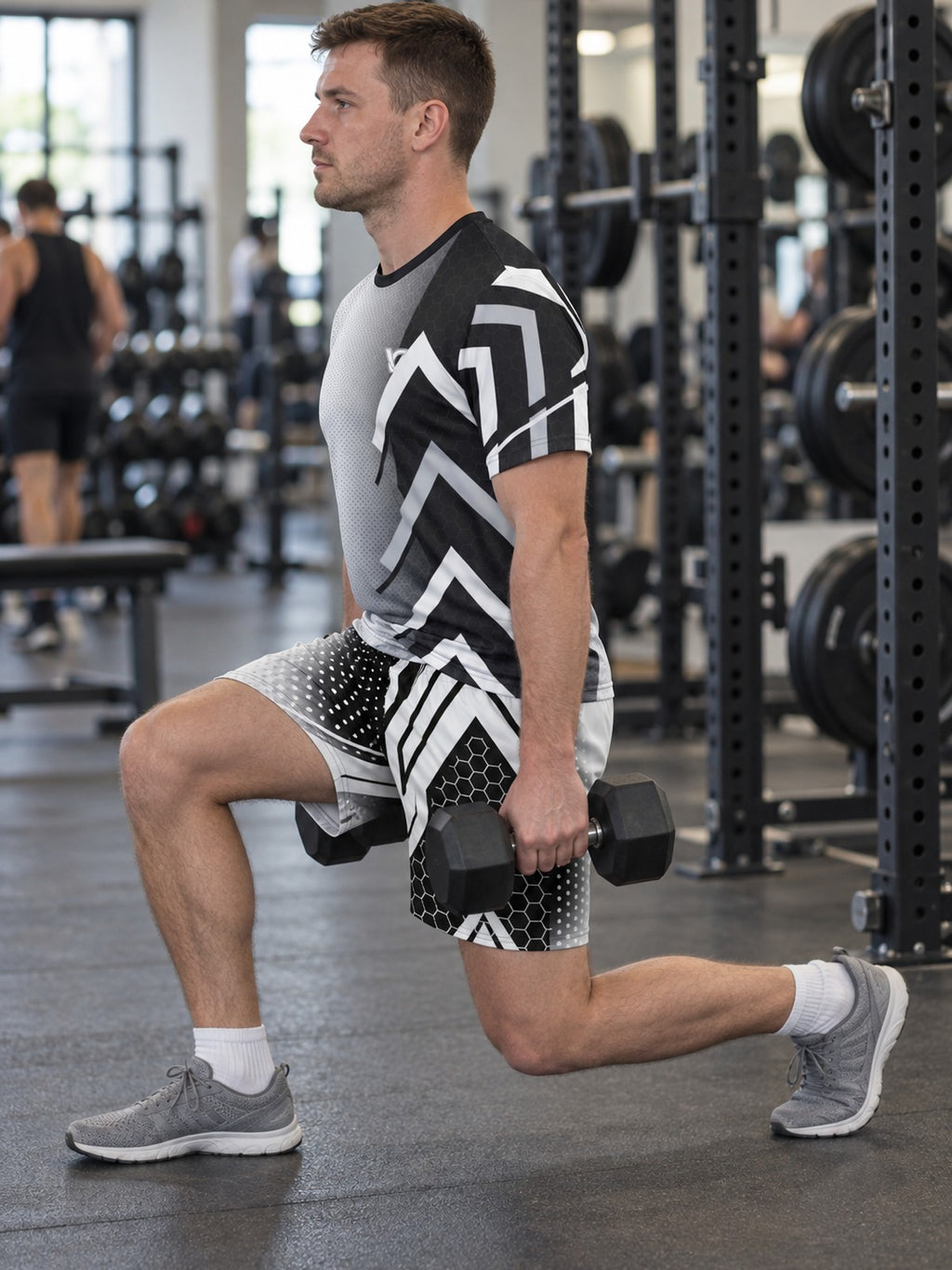 Man wearing the Monochrome Apex men's matching set – side view