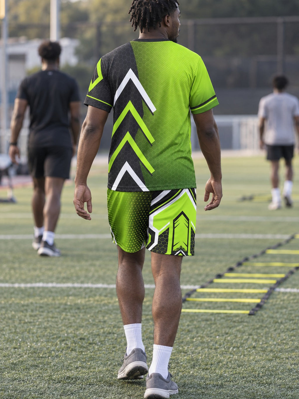 Man wearing the Volt Strike men's matching set – back view
