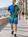 Man wearing the Ocean Surge men's matching set – athletic shirt and multipurpose shorts – front view