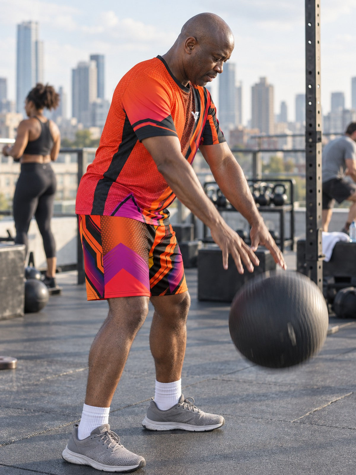 Man wearing the Sunset Fusion men's matching set – side view