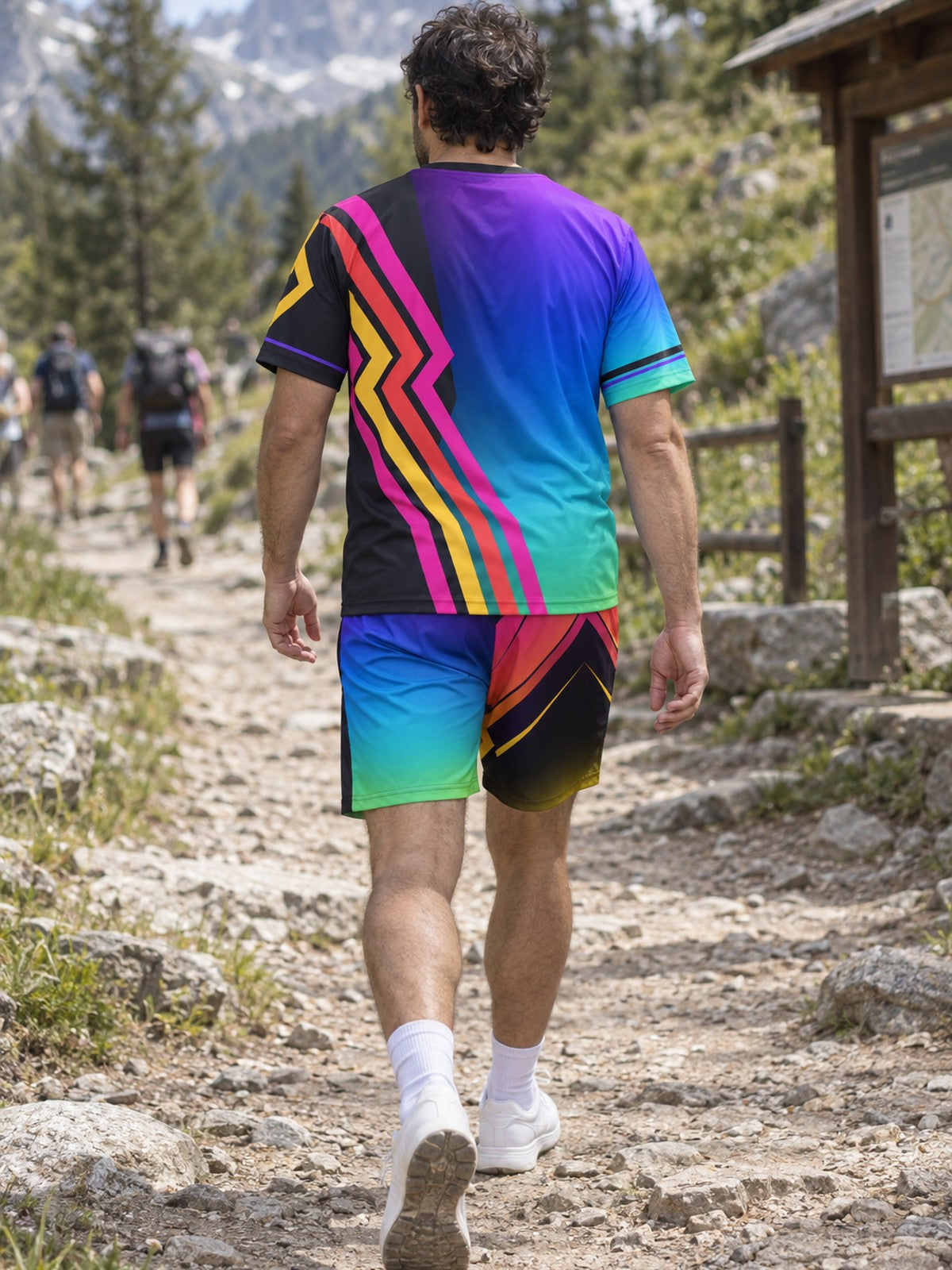 Man wearing the Aurora Fusion men's matching set – back view