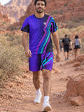 Man wearing the Electric Vortex men's matching set – athletic shirt and multipurpose shorts – front view