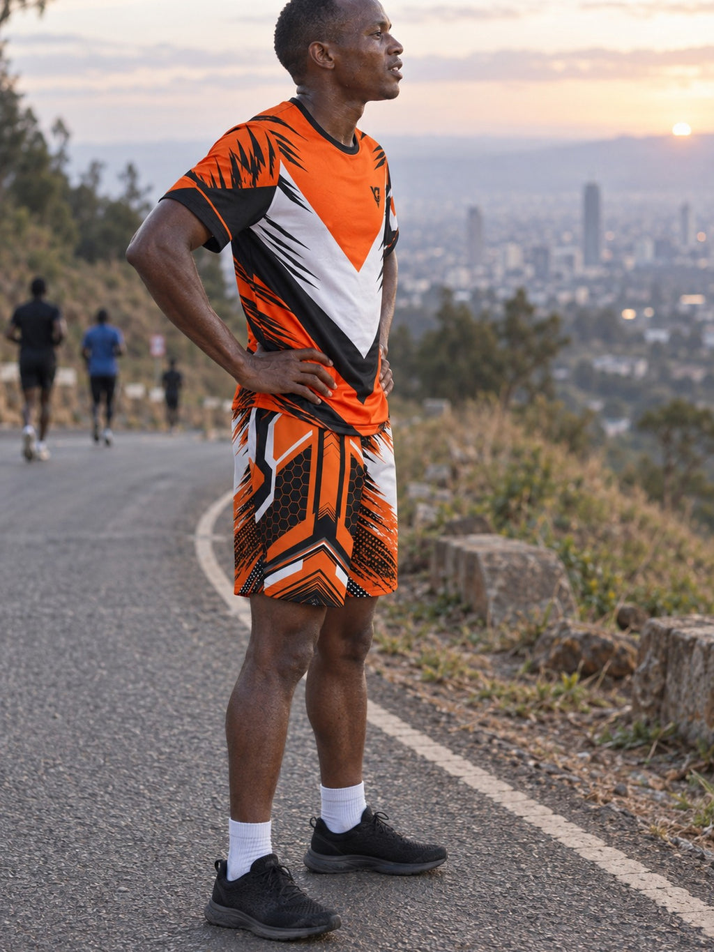 Man wearing the Inferno Strike men's matching set – side view