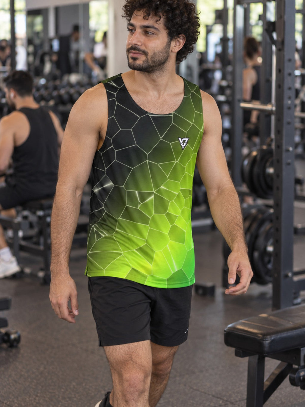Man wearing the Volt Shatter Men's Athletic Tank