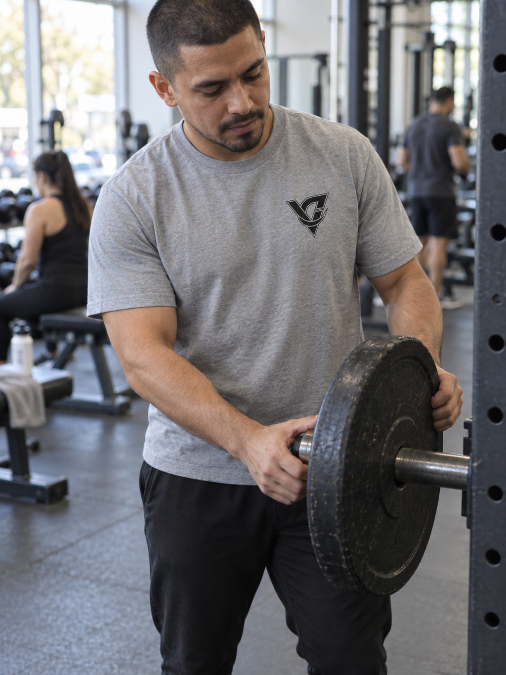 Graphic Tee – Athletic Heather – front view, gym