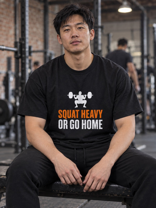 Squat Heavy or Go Home Tee — Men's Gym T-Shirt