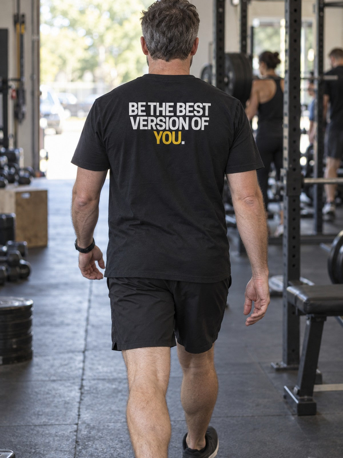 Be The Best Version of You – Black – back view, gym