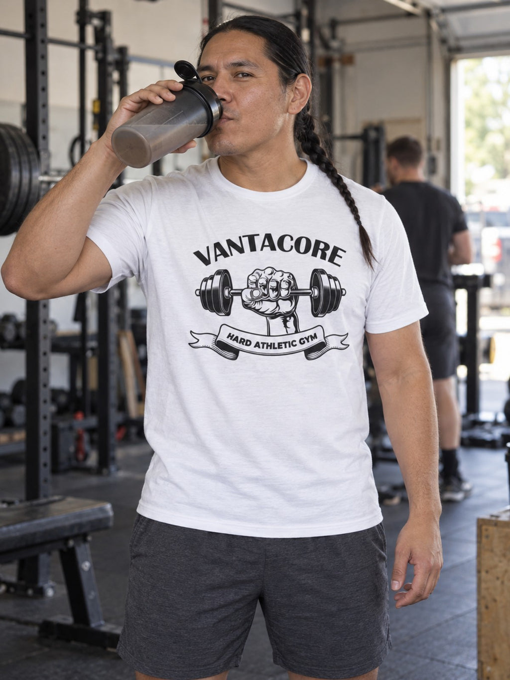 Vantacore Hard Athletic Gym Unisex Graphic T-Shirt – White – front view, gym