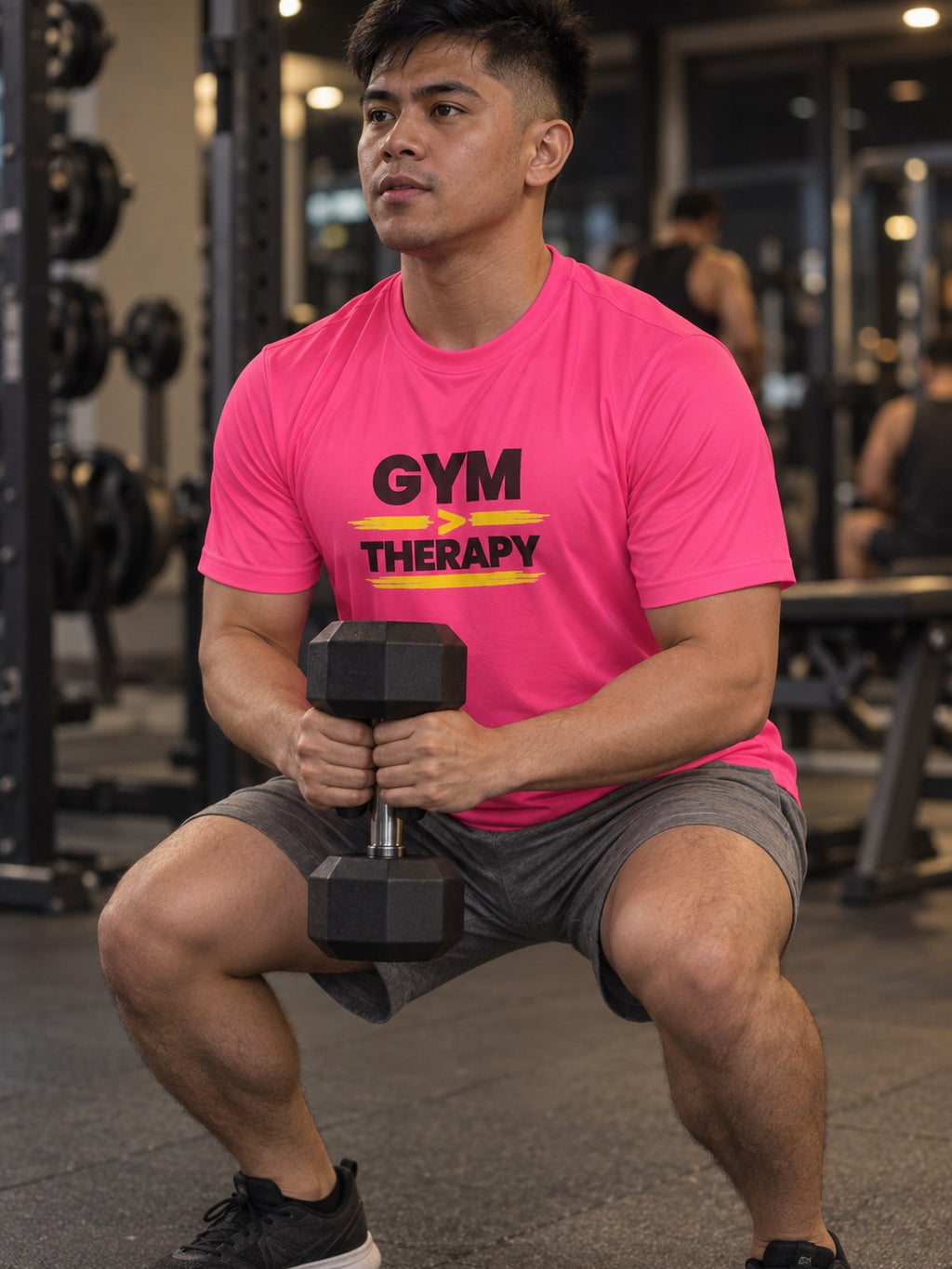 Gym Therapy – Neon Pink – front view, gym