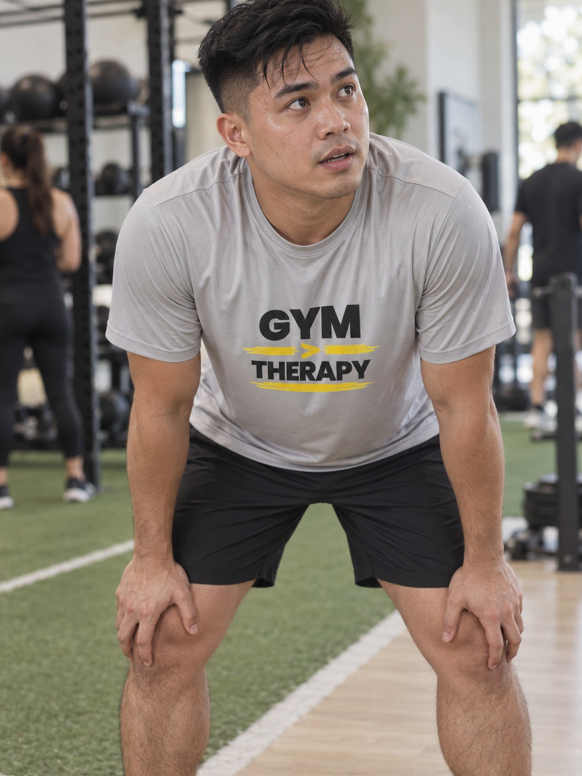 Gym Therapy – Silver – front view, gym