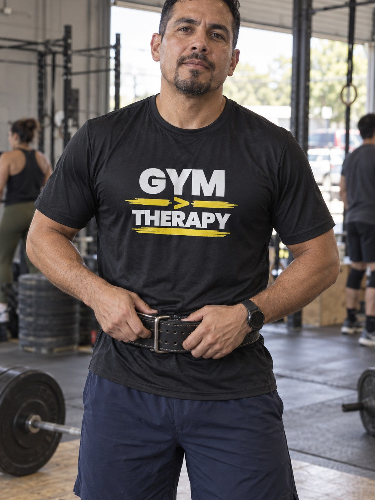 Gym Therapy – Black – front view, gym