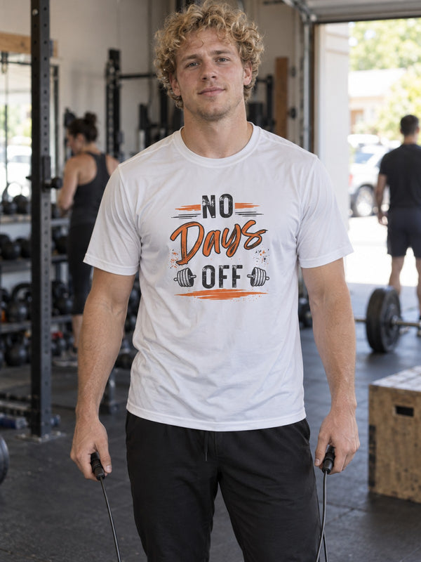 No Days Off | Moisture Wicking Tee – White