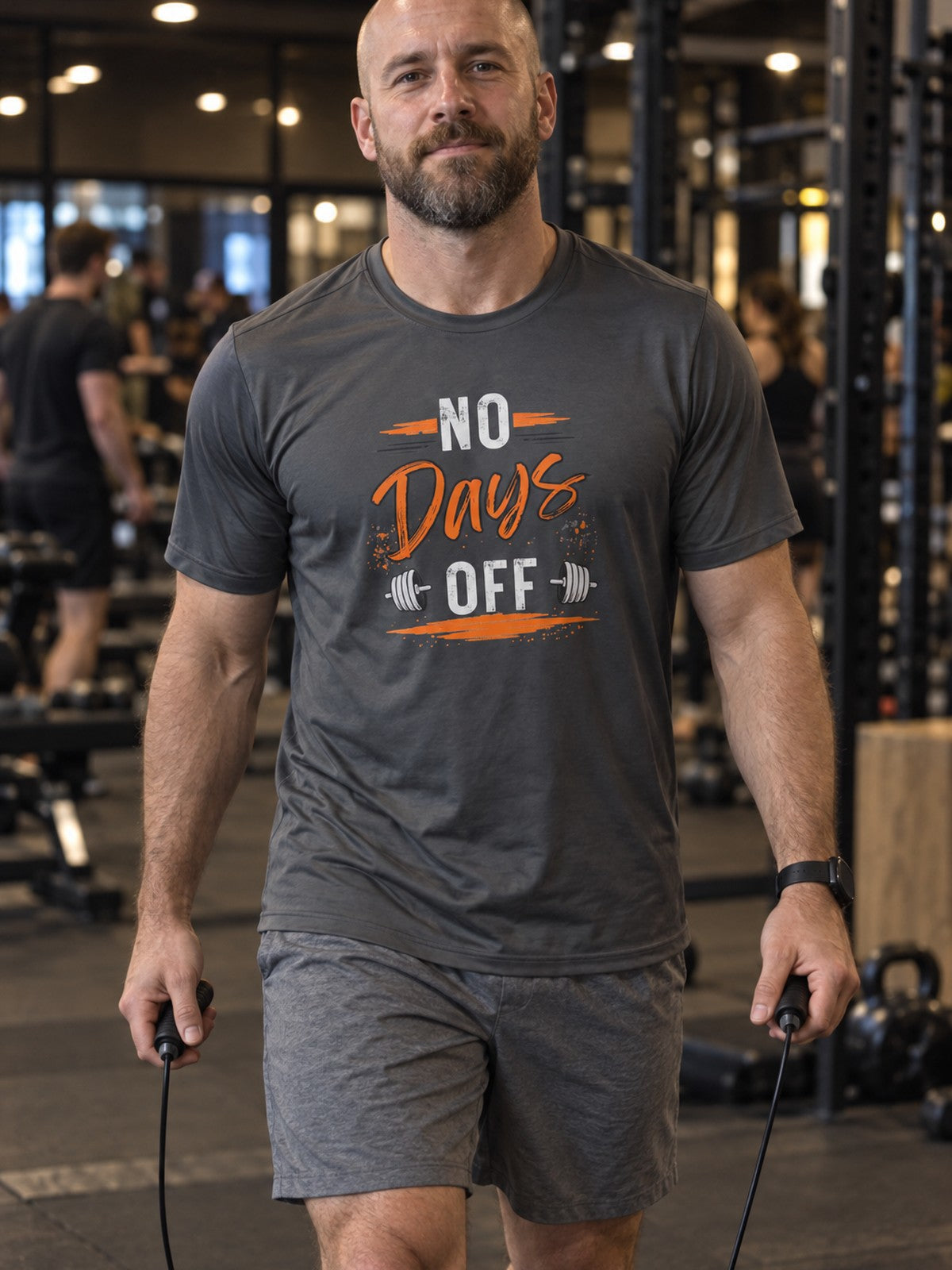 No Days Off – Iron Grey – front view, gym