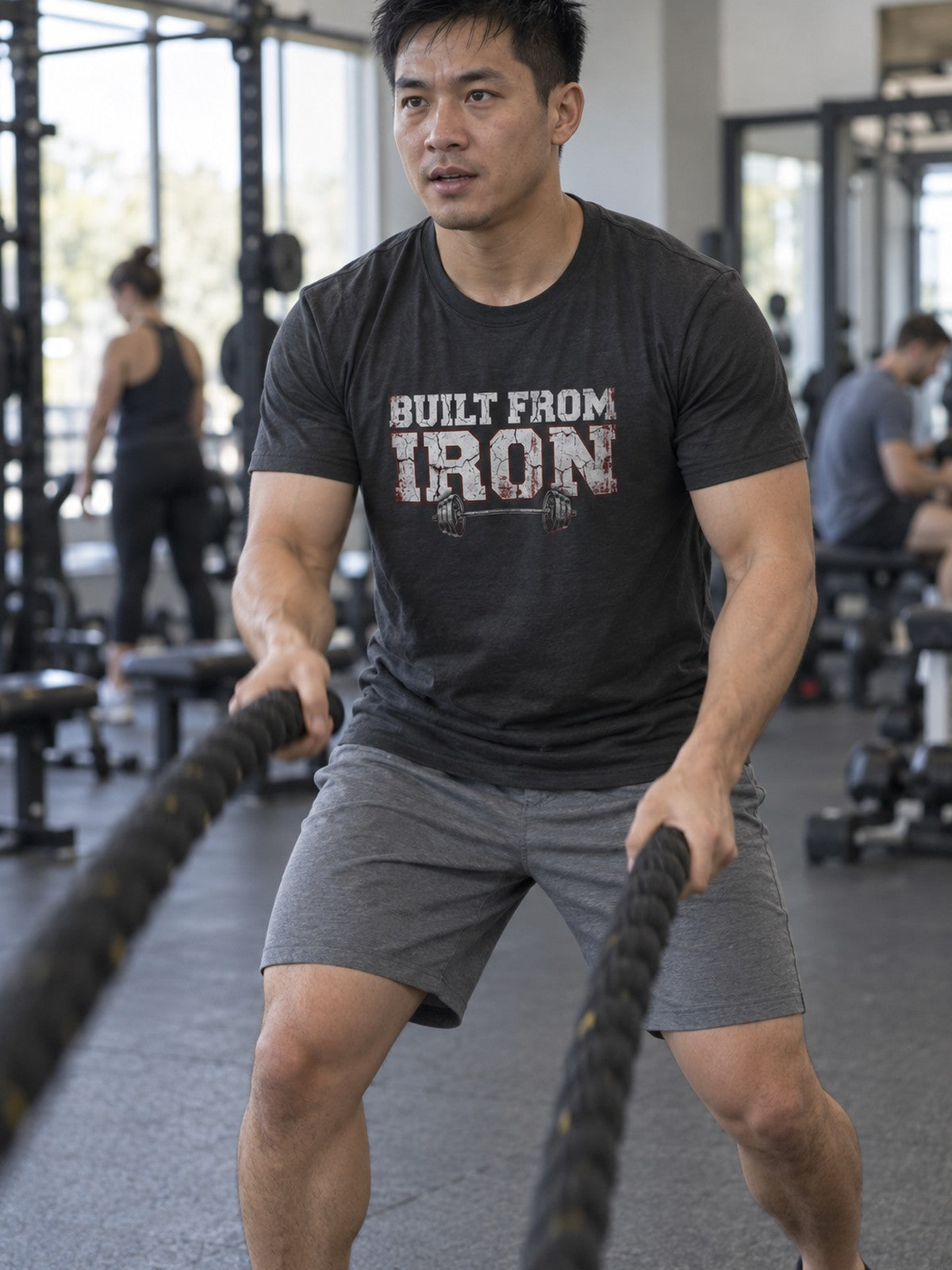 Unisex Cotton Crew Tee – Solid Heavy Metal – front view, gym