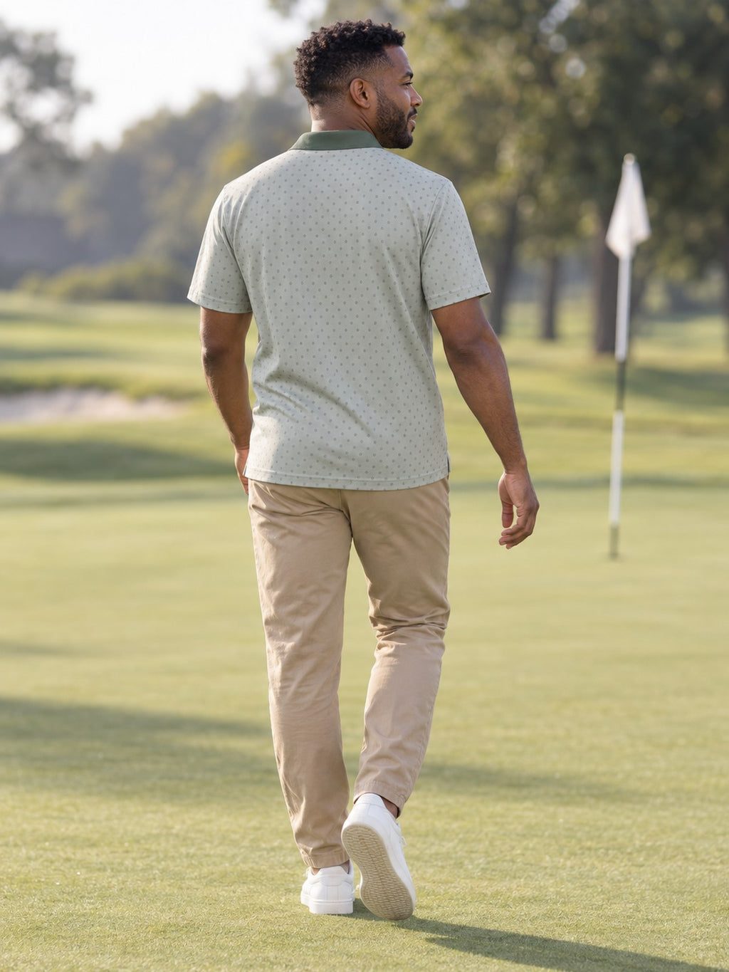 Subtle Geo Pattern Polo Shirt – lifestyle, rear view