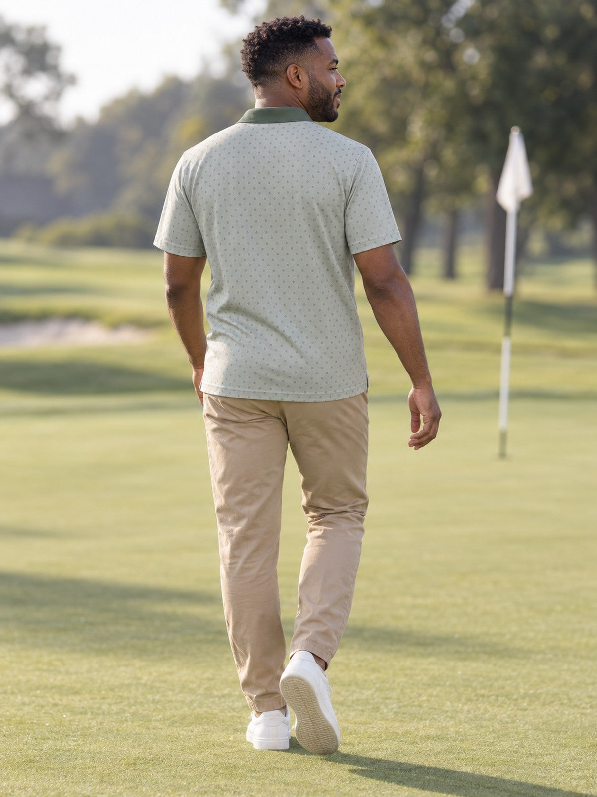 Subtle Geo Pattern Polo Shirt – lifestyle, rear view