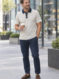 Navy-Trim Striped Polo Shirt — Classic Casual Golf & Everyday Tee – lifestyle, front view