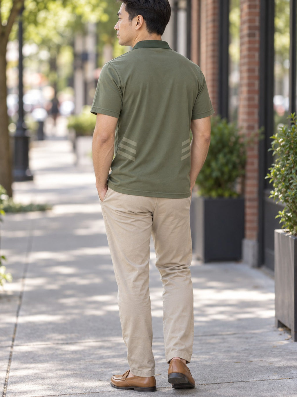 Olive Green Polo Shirt — Classic Casual Men's & Women's Golf Polo – lifestyle, rear view