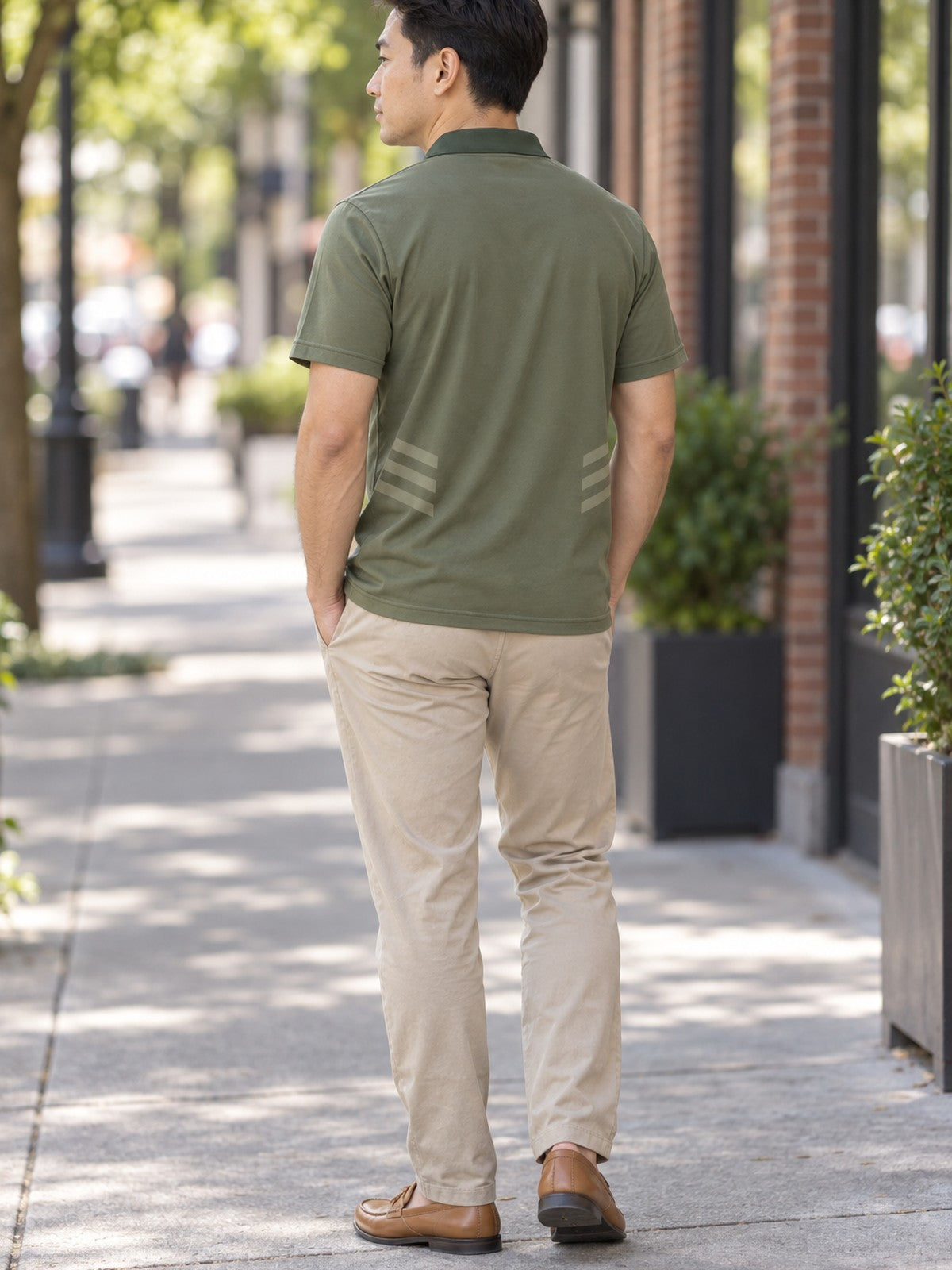 Olive Green Polo Shirt — Classic Casual Men's & Women's Golf Polo – lifestyle, rear view