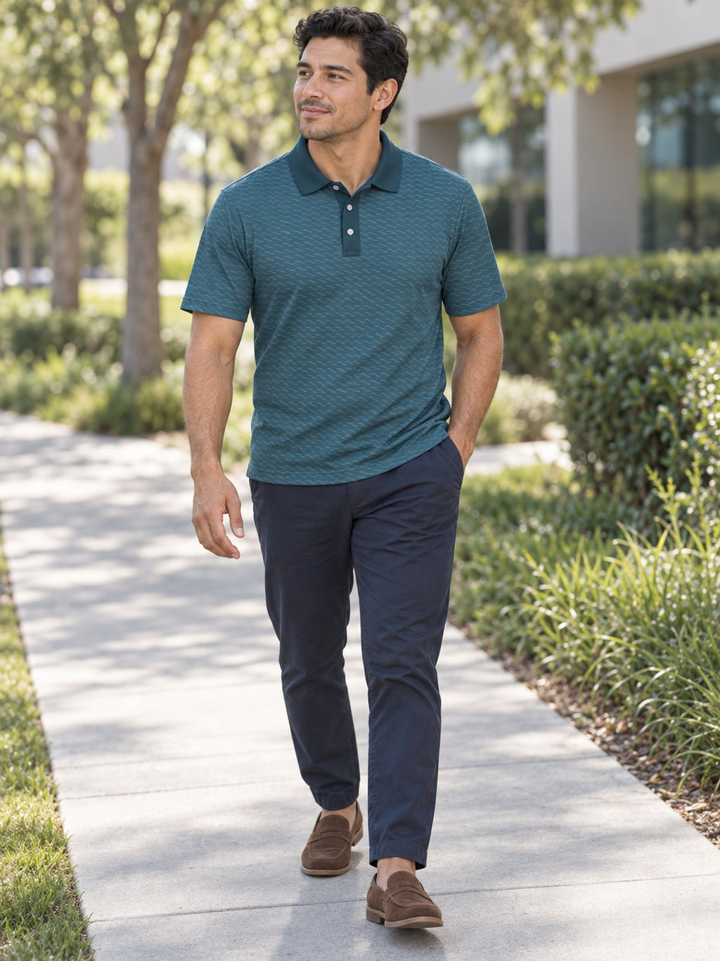 Teal Classic Polo Shirt — Everyday Casual Golf & Workwear – lifestyle, front view