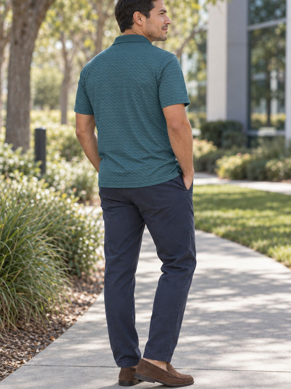 Teal Classic Polo Shirt — Everyday Casual Golf & Workwear – lifestyle, rear view