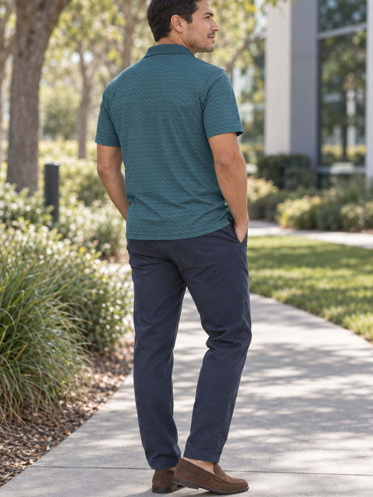 Teal Classic Polo Shirt — Everyday Casual Golf & Workwear – lifestyle, rear view