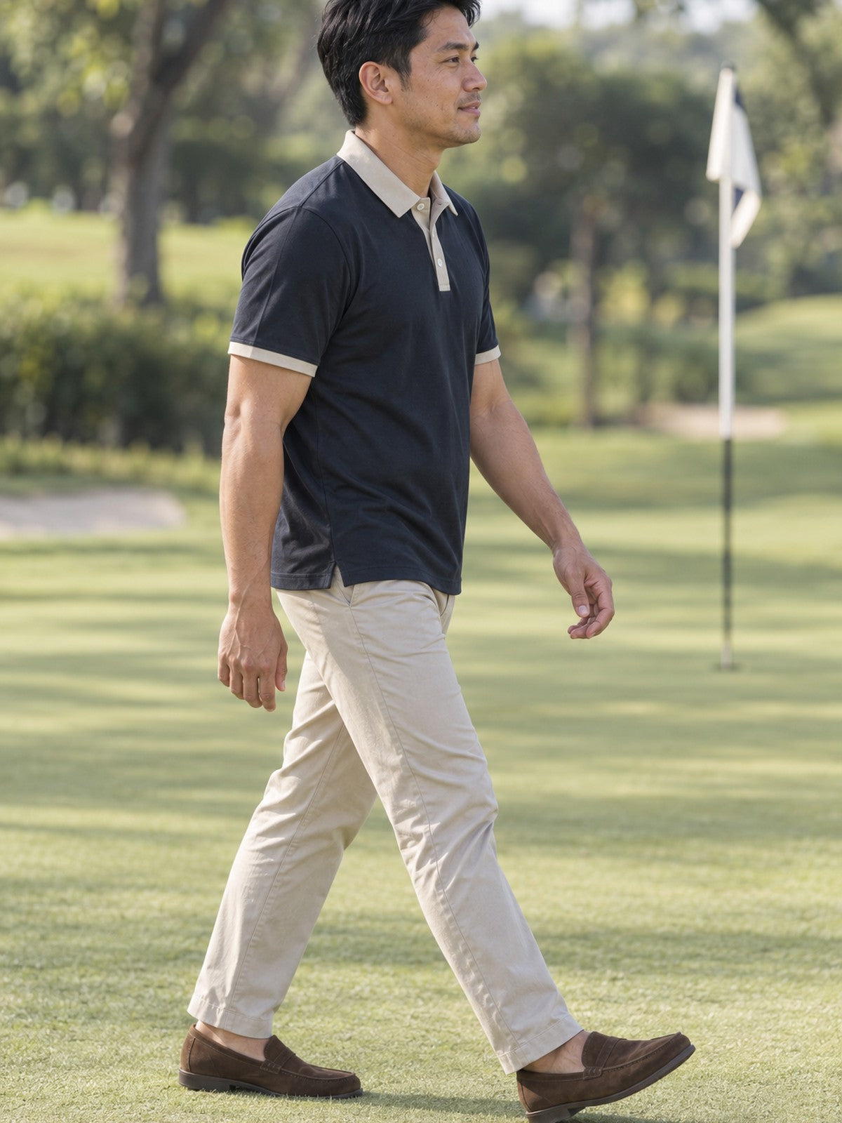 Classic Contrast Collar Polo Shirt — Men's & Women's Casual Golf Tee – lifestyle, side view