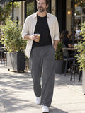 VANTACORE Charcoal Gray Wide-Leg Lounge Pants in charcoal gray – front