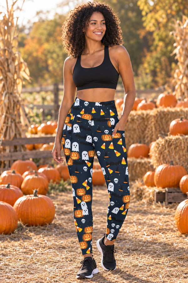 Halloween Ghostly Night Spooky Mix | Leggings with Pockets