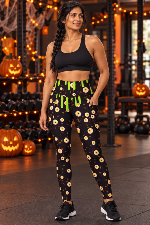 Halloween Midnight Pumpkin Slime Drip | Leggings with Pockets
