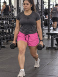 Women's Multipurpose Athletic Shorts with Pockets | Neon Pink – gym training, front view