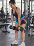 Women's Multipurpose Athletic Shorts with Pockets | Neon Gradient – gym training, front view