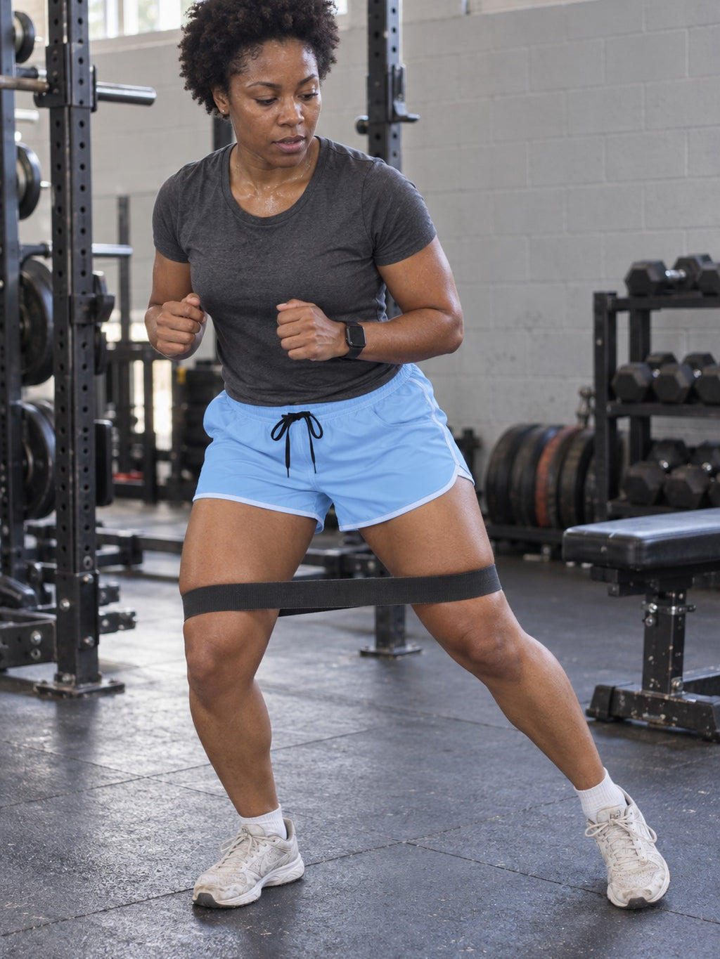 Women's Multipurpose Athletic Shorts with Pockets – Sky Blue – gym training, front view