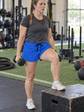 Women's Multipurpose Athletic Shorts with Pockets | Royal Blue – gym training, front view