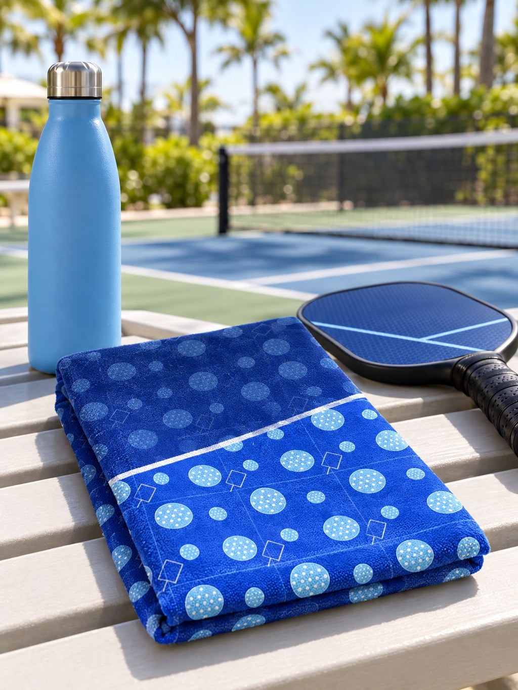Pickleball Royal Ice Dink Dot Rally Towel, lifestyle detail