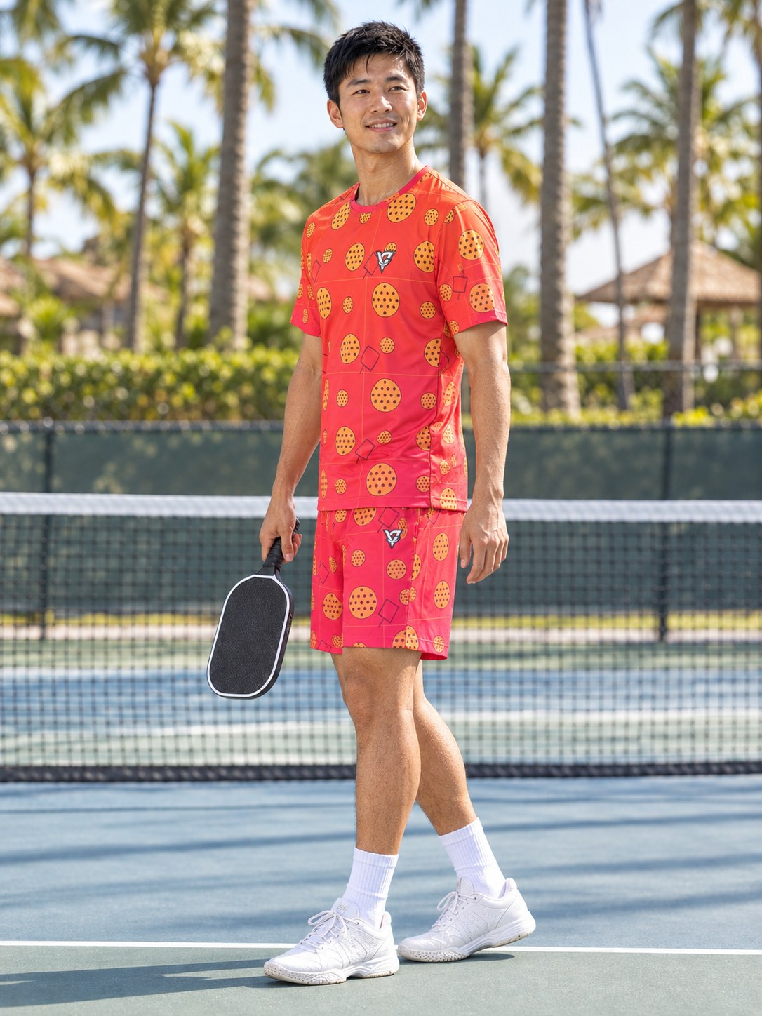 Pickleball Sunset Fade Dink Dot Men's Sports Jersey, side view