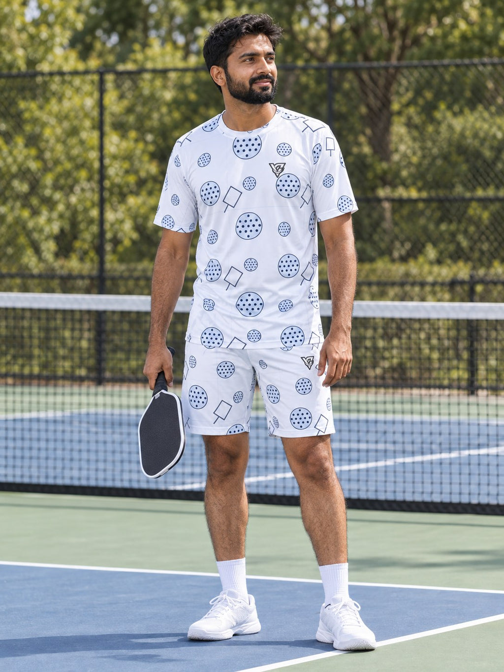 Pickleball Arctic White Dink Dot Men's Sports Jersey, front view